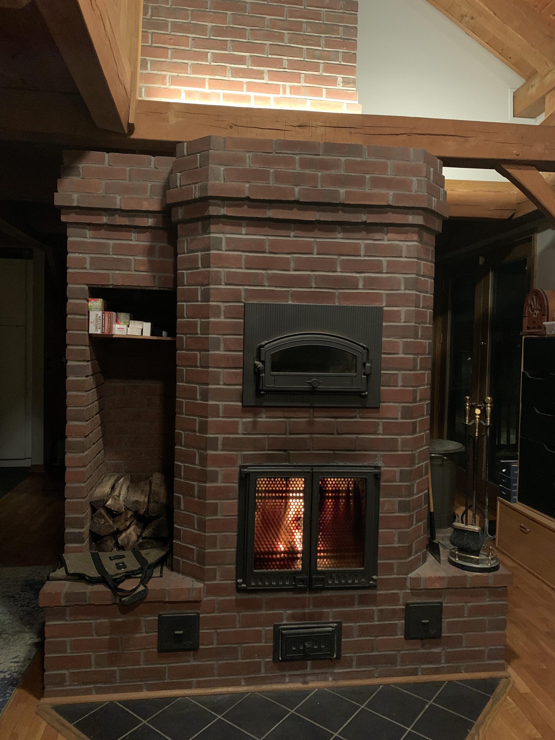radiant heat brick fireplace